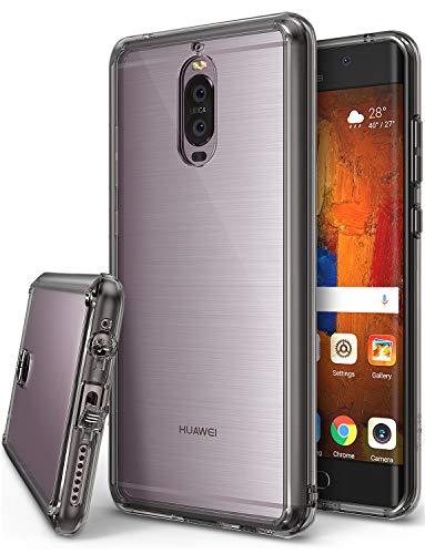 Ringke Fusion Compatible with Huawei Mate 9 Pro Tough PC Back TPU Bumper Drop Protection (Attached Dust Cap) Raised Bezels Protective Cover Huawei Mate 9 Pro Case - Smoke Black