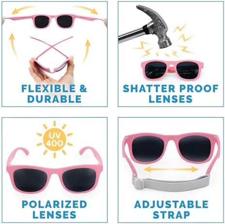 JAN & JUL Girls' Polarized Sunglasses with Strap, Flexible and Durable for Babis (Dusty Purple, S: 6 Months - 2 Years) - 2