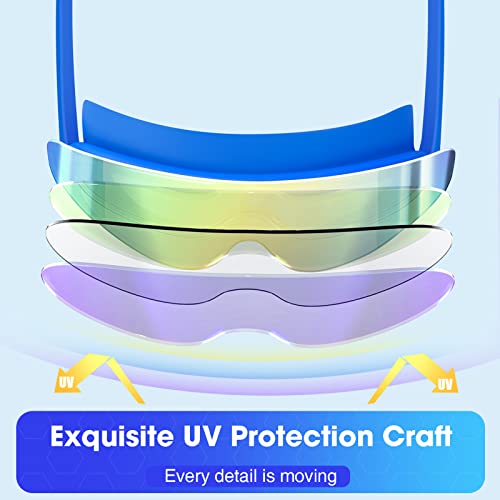 Mambaout Kids Swim Goggles For Age 6-12, 2-Pack Frameless Kids Goggles For Swimming, Anti-Fog, Waterproof, Boys & Girls #TOP5