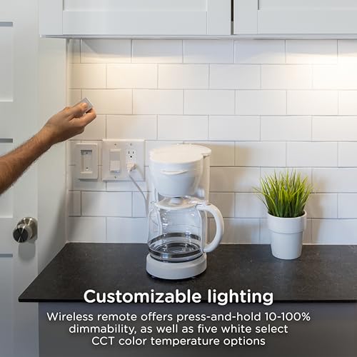 Image of Enbrighten One-Touch Sync Remote Control, Add-on Light Switch for Under Cabinet Lights, Wireless Remote, ON /Off, Dimmable, Color Select Soft White to Bright Daylight, Cabinet Lighting Remote, 81795