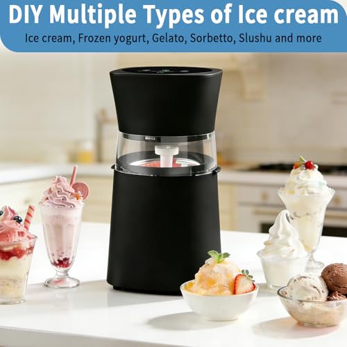 Image of Ice Cream Maker Machine with Pre-Freeze Bowl, Rechargeable Homemade Ice Cream Maker, 20 /30 Min Electric Small Ice Cream Machine for Gelato, Frozen Yogurt