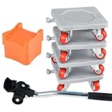 Muuookka Juego de Herramientas Profesionales para Mover Muebles, Elevador de Objetos Pesados, Rodillo con Ruedas y Barra de Ruedas, 4 Deslizadores.