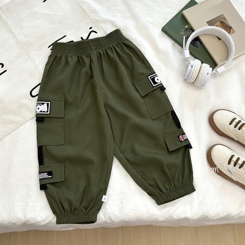 Cargo Pants for Boys Kids Elastic Waist Baggy Joggers with Multi Pockets Casual Fall Trousers Hip Hop Streetwear4