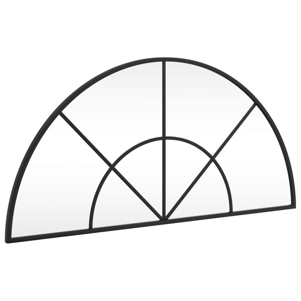 KGHFDVB Minimalistic Arch Wall Mirror 80x40 cm, Black Iron Frame Wall-Mounted Glass Mirror for Bedroom, Hallway, Living Room, Bathroom