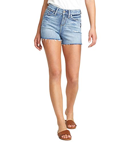 Silver Jeans Co. Women's Avery High Rise Short, Distressed Medium Indigo, 30W
