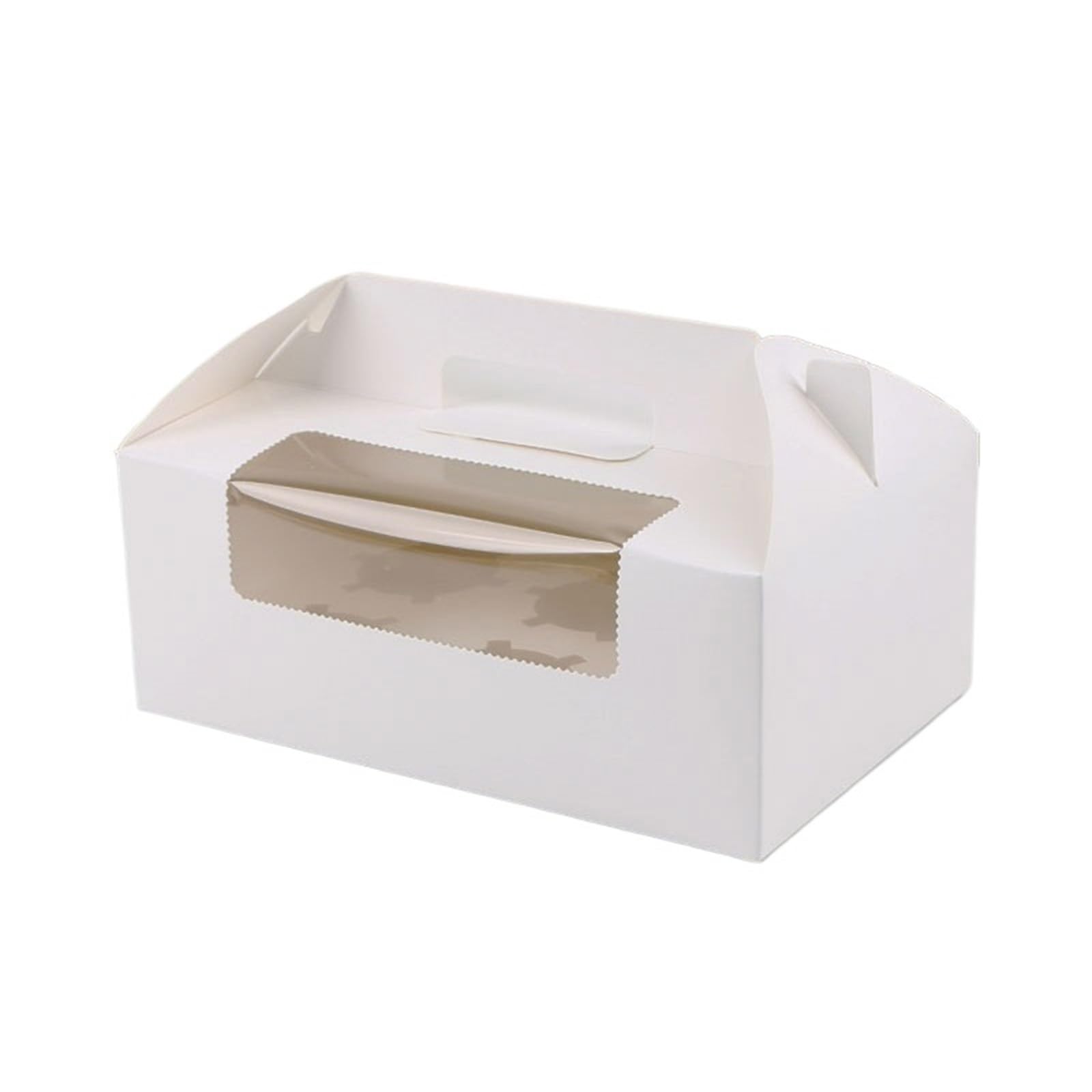 DHYUACN Cupcake Boxes with Clear Window Paper Cup Cake Box With Transparent Window, Muffin, White Cardboard, Baking Packaging(6 holes-4)