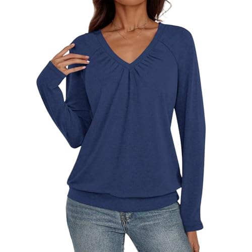 Manches longues lanterne et col v le pull de printemps uni idéal