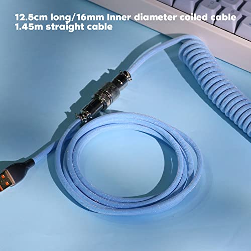 Image of EPOMAKER Mix 1.8m Coiled Type-C to USB A TPU Mechanical Keyboard Space Cable with Detachable Aviator Connector for Gaming Keyboard and Cellphone(Peacock Blue)