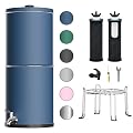 Purewell 3-Stage 0.01?m Ultra-Filtration Gravity Water Filter System, NSF/ANSI 42&372 Certification, 304 Stainless Steel Countertop System with 2 Filters and Stand, Reduce 99% Chlorine, 2.25G, PW-OB
