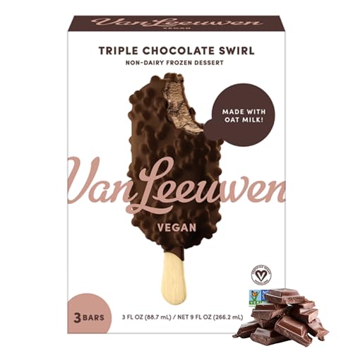 Van Leeuwen Vegan Oat Triple Chocolate Swirl Non-Dairy Frozen Dessert Bars, 3 Count 9 Oz (Frozen)