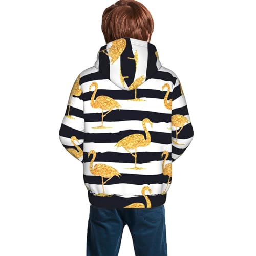 Gold Flamingo Kid Hoodies Boys Sweatshirts Girls Pullover with Pocket4