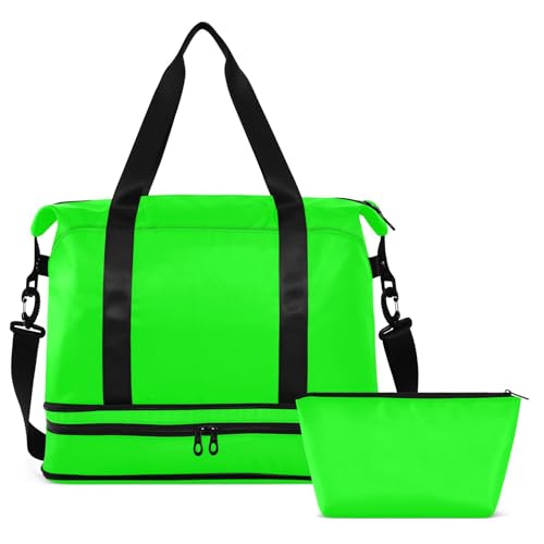 Chartreuse Travel Duffel Bags Carry On Weekend Bag with Toiletry Bag for Yoga Multifunctional2