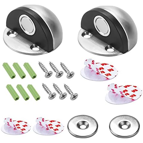 Door Stoppers Stainless Steel Magnetic Door Stops for Floor Glass Door to Protect The Walls and Doors(2Pcs, Silver) Cover