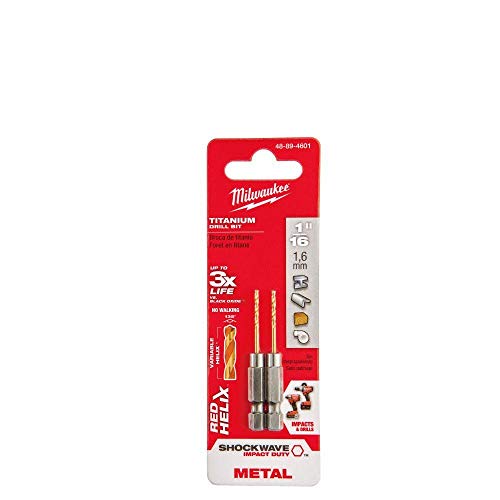 Milwaukee SHOCKWAVE RED HELIX 1/4 Hex Shank Impact Drill Bits 1/16" Pack of