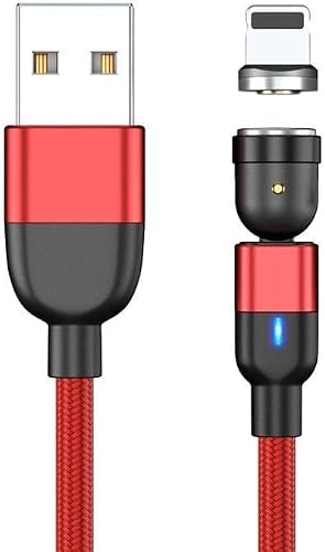 2m USB Magnetic 8-Pin Cable with 540° Rotating Connector, 3A Output, Red