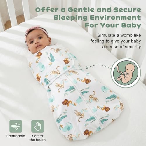 Image of SNOWIE SOFT Baby Swaddles for Newborns 3-12 Months, 100% Cotton Baby Swaddle Wrap for Newborns Arms Up Newborn Sleeping Blanket Zipping Infant Sleeping Bag Sleep Sacks for Startle Reflex for Infant