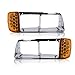Torque Headlight Bezel PAIR Replacement for 1989-2002 Freightliner FLD semi Trucks with Amber LED Turn Signal Light Assembly DOT SAE Approved Driver Left Passenger Right Side Set 3 Wires (TR039)