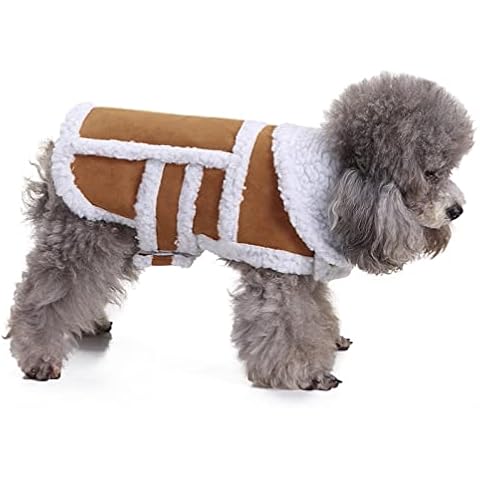 Rypet Small Dog Winter Coat - Shearling Fleece Dog Warm Coat for Small to Medium Breeds Dog Coffee, Large Cover