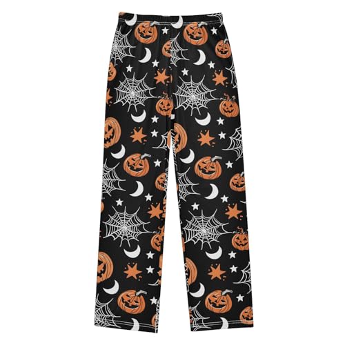 Halloween Pajama Pants Spider Web Moon Pattern Long Sleep Pants Lounge Bottoms