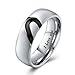Epinki Acero Inoxidable Anillo para Hombre 1PCS Redondo Puzzle Corazón Circonita Blanca con Grabado I Love You 7MM Plata Negro Anillo de Compromiso Tamaño 21