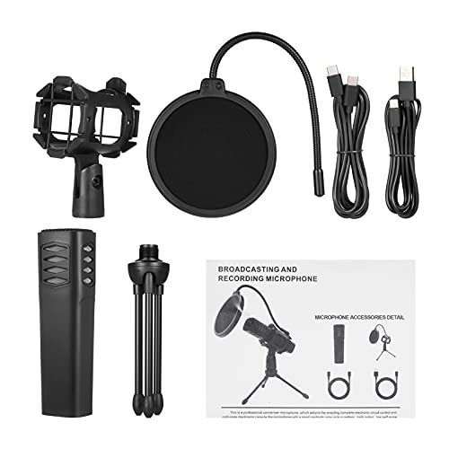 Tomshin Microfone USB Microfone Cardióide Condensador com Suporte de Tripé Suporte de Choque de Filt