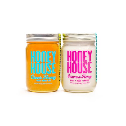 Combo Miel Clover y Miel Cremosa - Tarros de vidrio 12 oz