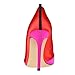 FSJ Women Fashion Closed Pointed Toe Pumps Stiletto High Heels Slip On Two Tone/Solid Color Contrast Party Dress Office Shoes Size 9.5 Pink&Red
