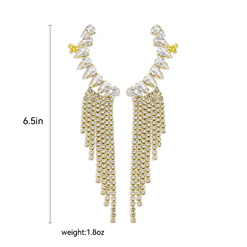 Yoosmatic Rhinestone Chandelier Earrings For Women Gold Rhinestone Dangle Earrings Crystal Tassels Dangle Earrings Sparkling Rhinestone Earrings #TOP5