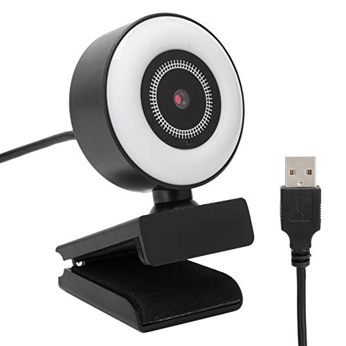 Elprico 1080P HD-Webcam, Autofokus-PC-Webcam mit Ringlicht-Streaming-Computer-Webkamera mit Integriertem Mikrofon Geeignet für Live- / Videokonferenzen