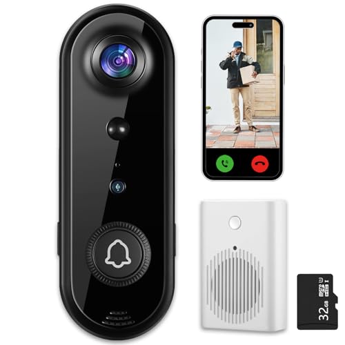 Wireless 2K Video Doorbell Camera with Night Vision