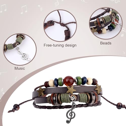 Fairy Grunge Bracelets, Stackable Leather Music Bracelet Braided Beaded Bracelet Handmade Beaded Bracelets Grunge Jewelry Aesthetic Fairycore Grunge Accessories for Women3
