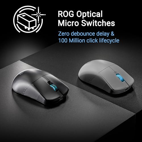 ASUS ROG Harpe Ace Mini - Souris Gaming sans Fil Ultra-légère de 48g - capteur ROG Aimpoint de 42 000 DPI, Connectivité Trimode, Cinq Boutons programmables avec Aim Lab Settings Optimizer