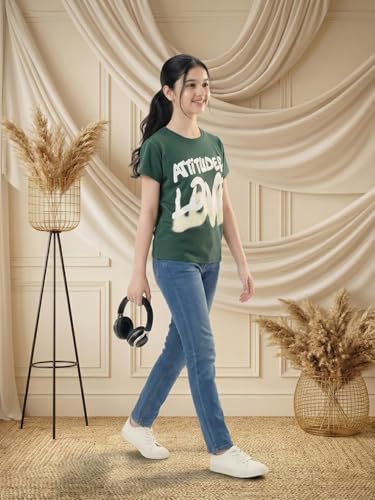 Image of Li'l Tomatoes Girls 100% Cotton Graphic T-Shirt | Attitude & Love Print Summer Top | Soft & Breathable Casual Wear | Short Sleeve Tee | 11-16 Years