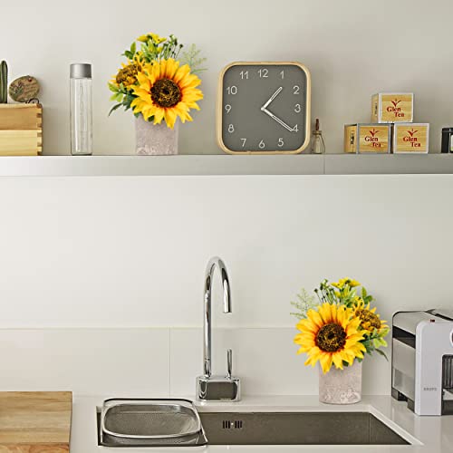 Tiyard 2Pcs Sunflower Decor Yellow Fake Sunflower In Pots, Artificial Sunflower For Bathroom Home Kitchen Rustic Table Centerpiece Shelf Decor #TOP4