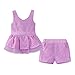 LittleSpring Little Girls' Clothing Set Plaid,3-4T/Height 38-42 inch,Purple(110)