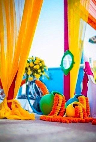 The Art Box Artificial Lemon Yellow Marigold Garland Pack Of 5 Pcs - 5 Feet Fake Decoration Flowers Fall Garlands Strands Hanging Wedding Party Christmas Diwali Pooja Home Diy Indian Floral Decor #TOP6