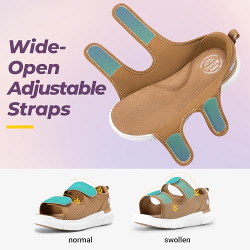 Image of FitVille Diabetic Sandals for Women Wide Width with Arch Support, Adjustable Dual Straps Wide Sandals for Women