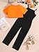 Hilinker Girl's 2 Piece Outfits Graphic Short Sleeve Crop Top and Cami Jumpsuit Set Cute Clothes Orange Black CA 13-14 Year