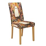 Coprisedia con motivo fantasma colorato, per sedie da pranzo, elasticizzati e lavabili, in spandex, divertenti fodere decorative per casa e soggiorno, 1 pezzo