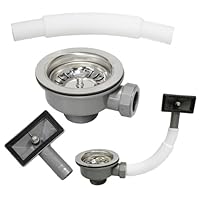 Inodiref Ablaufgarnitur Spüle 114mm, Abflusssieb Mit überlauf Spülbecken Ablaufgarnitur Spülenablauf Siebkorbventil Edelstahl Verdicktes Design 1½\ für Spülbeckenlochgröße 83–90 mm(Eckiger überlauf)