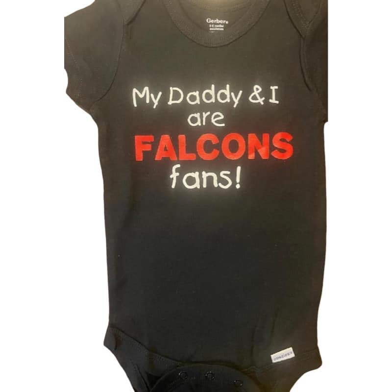 Falcons baby onesie ® new little fan one piece infant bodysuit shower gift