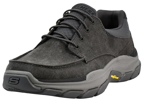 Skechers Mens Respected - Loleto Moc Toe Bungee Lace Slip On, Charcoal, 13 M US