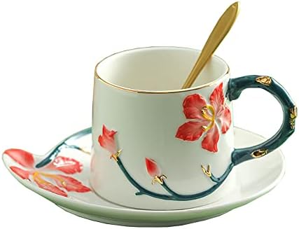 Tea Cups and Saucers, Floral Tea Cups and Saucer Set for Women (8...
