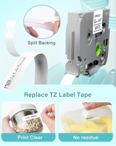 Image of Label Maker Tape Compatible with Brother P-Touch Label Tape TZe-231 12mm 0.47 Laminated White TZ TZe TZe231 Black on White for PT-D220 D210 H110 D200 D400 1280 D610BT Refills 1 /2 inch x 8m, 6-Pack