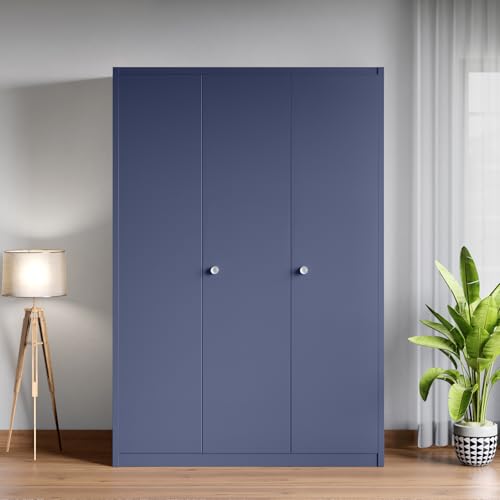 Image of Interio by Godrej Etna 3-Door Steel Almirah (Textured Phiroja Blue), 1-Year Warranty, 1 Locker, 10 Shelves