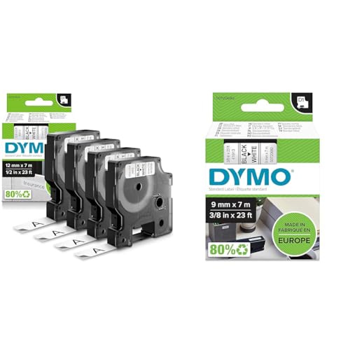 DYMO D1 étiquettes authentiques haute résistance 12 mm noir sur blanc