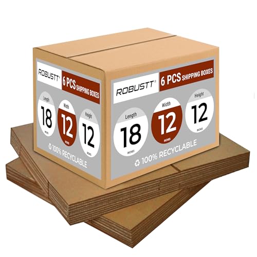 Image of Robustt 5 Ply 18 inchX12 inchX12 inch Cardboard Boxes for Packaging (Pack of 6) | Brown Corrugated Box for Packing | Shipping | Home Shifting | Parcel | Courier Packing box | Large Carton Box