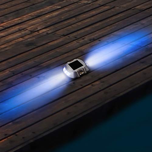 Jiguoor Solar Deck Lights Led Driveway Lights Solar Powered Dock Light Outdoor Ip68 Waterproof Road Markers For Step Sidewalk Stair Boat Garden Ground Pathway Yard (Blue, 1 Pack) #TOP1