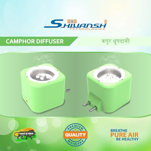 Image of Shivansh Technology Incense Holder Kapoor Dani Electrical Camphor Diffuser Burner | Aroma Diffuser for Home Electric, Essential Oil Diffuser (Living Green)