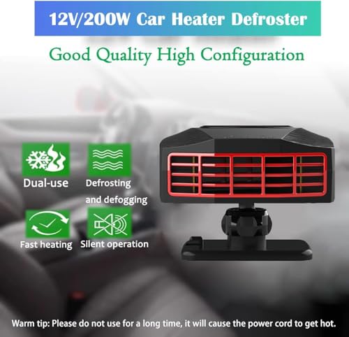 Image of Car Heater,12V 150W Portable Car Heater, 2-in-1 Heating & Cooling Fan with Cigarette Lighter Plug, 360 Rotation Base Windshield Defogger Defroster for All Cars.